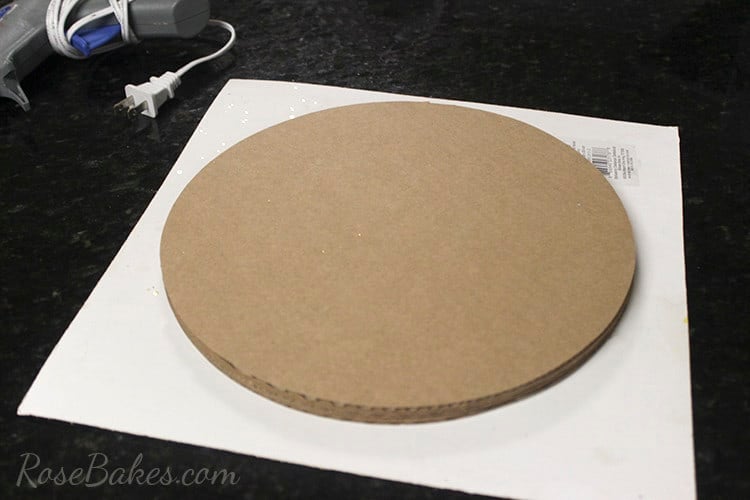 How To Cover a Cake Board in Glitter Paper 04
