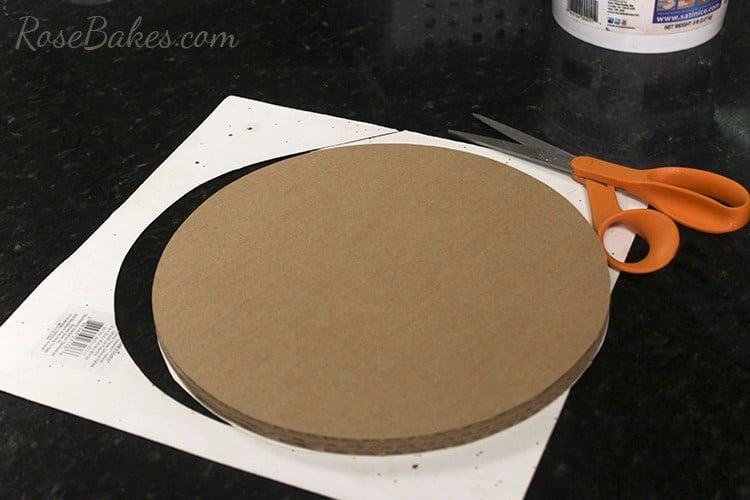 How To Cover a Cake Board in Glitter Paper 07