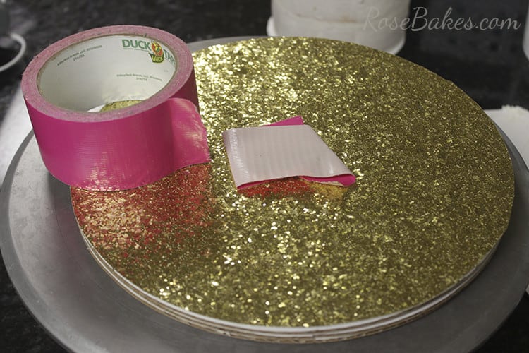 How To Cover a Cake Board in Glitter Paper 10