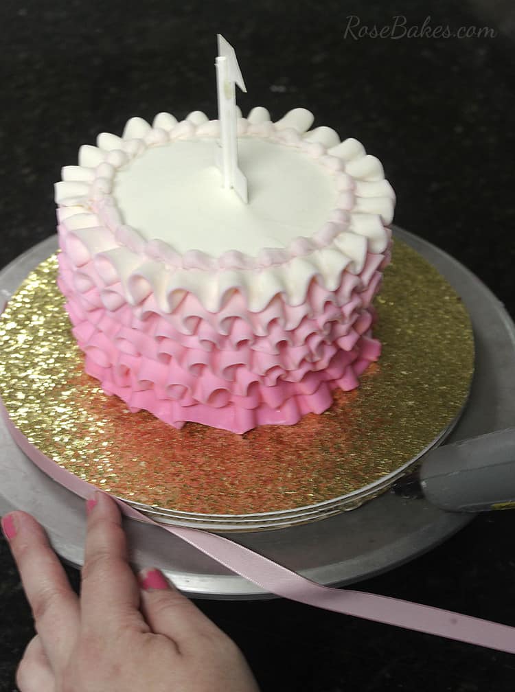 How To Cover a Cake Board in Glitter Paper 12