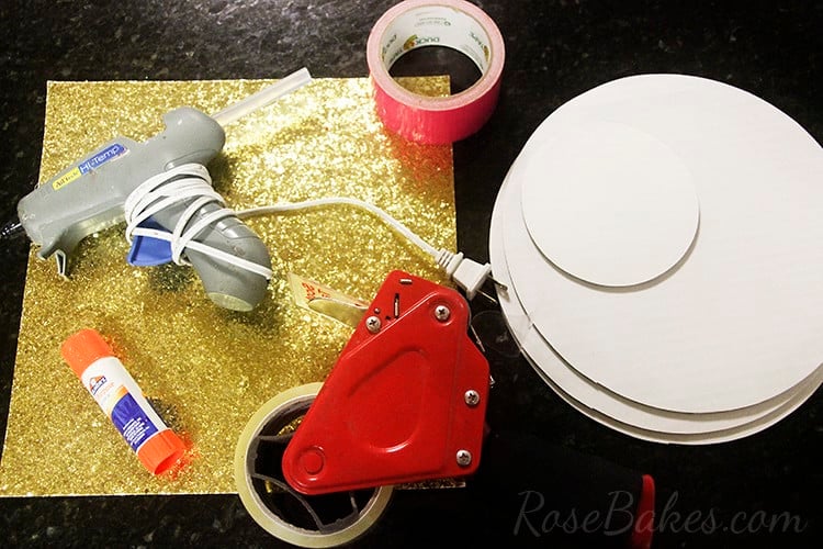 What You'll Need to Cover a Cake Board in Glitter Paper